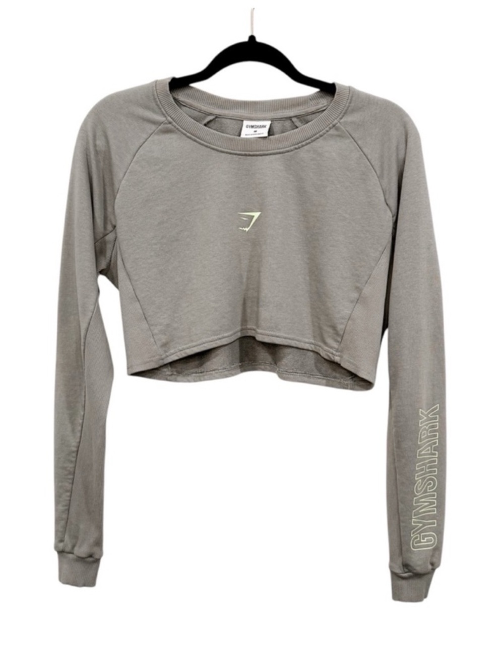 GYMSHARK Apollo Graphic Cropped Sweatshirt Smokey Gray Size Medium